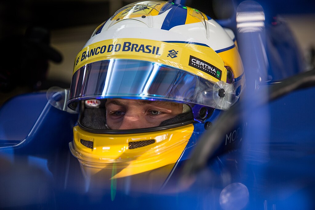 Certina logo on the helmet of Sauber driver Marcus Ericsson in 2015