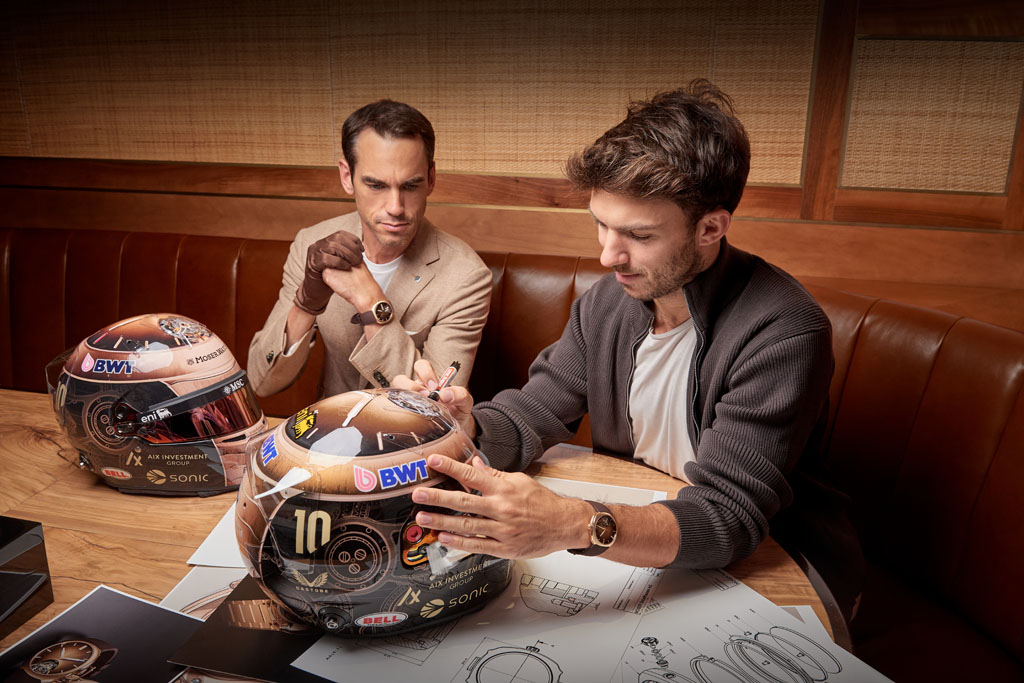 H. Moser CEO Edouard Meylan and Pierre Gasly